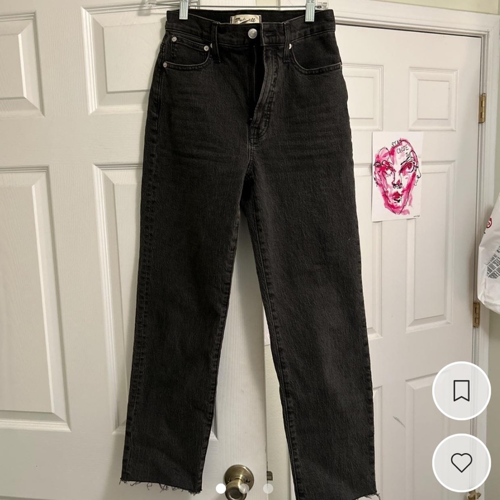 Madewell perfect vintage raw hem black straight leg jeans